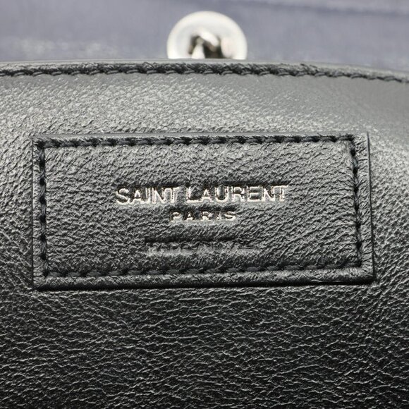 YVES SAINT LAURENT  Vintage Monogram Nolita Chevron Leather Shoulder Bag Navy Bl - Picture 14 of 15